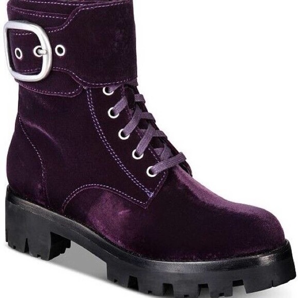 Coach Shoes - Coach Lucy Platform Bootie Deep Plum Purple Velvet Size 8.5